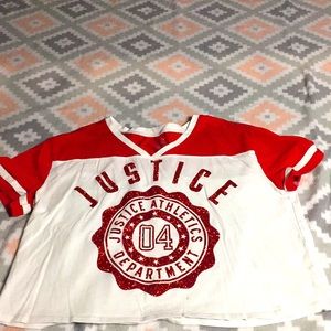 Justice red glittery crop top